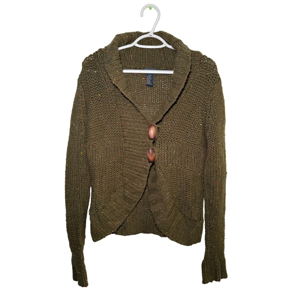 DEX FRESH Speckled Cardigan Sweater Shawl Collar Womens‎ Medium Y2K Fairy Boho